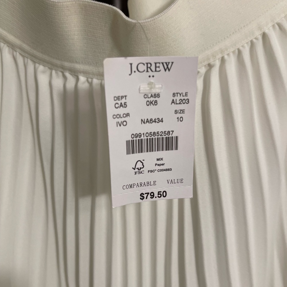 J. Crew Pleated Midi Skirt in Ivory - Picture 2 of 5